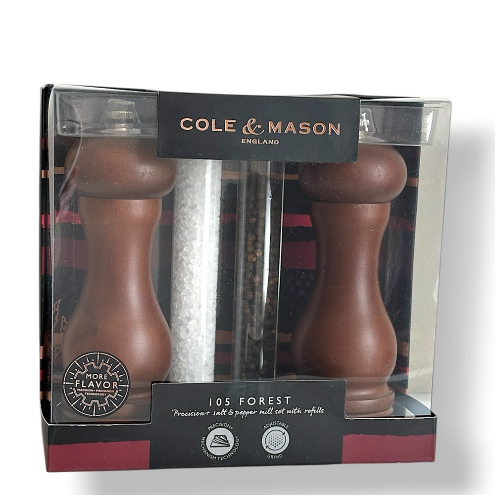 Cole & Mason Salt and Pepper Mill Grinder Gift Set Wood 105 Forest NIB